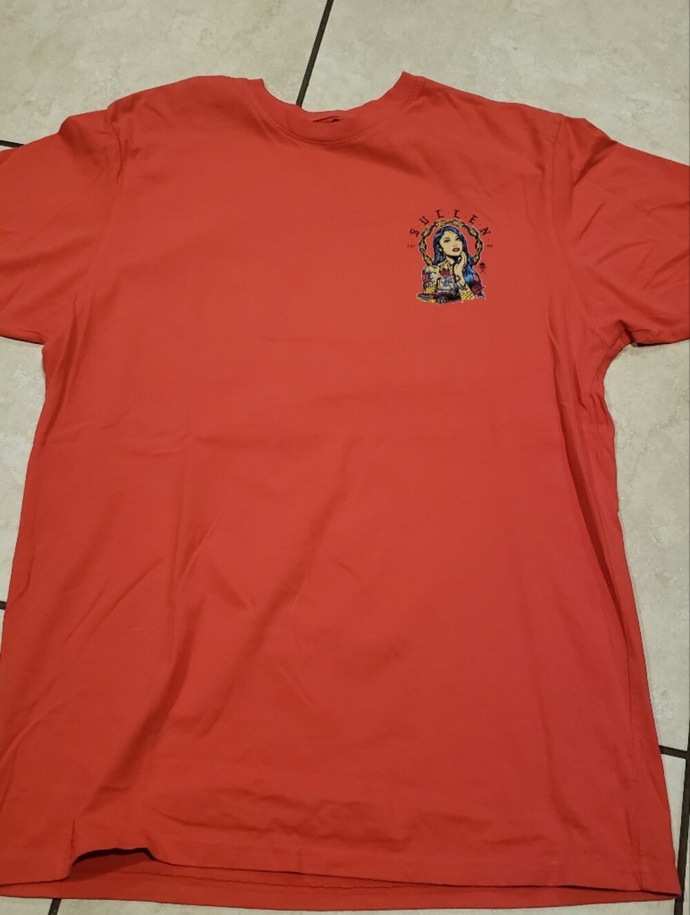 Graphic Coral Short Sleeve Tee with Chest Artwork - Unbranded
